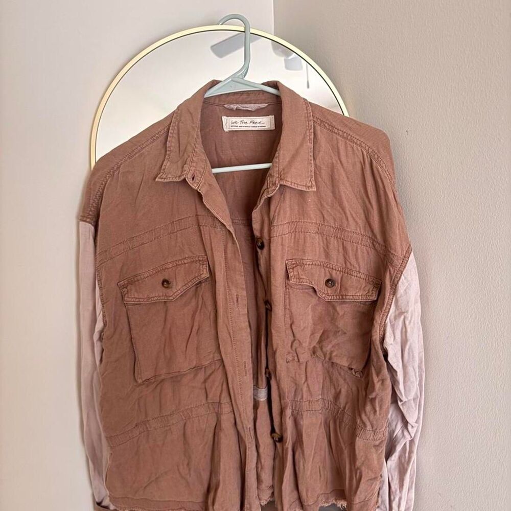 Free-people Women's Pink and Tan Blouse